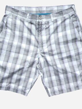 PGA white, purple and gray plaid golf shorts - size 34
